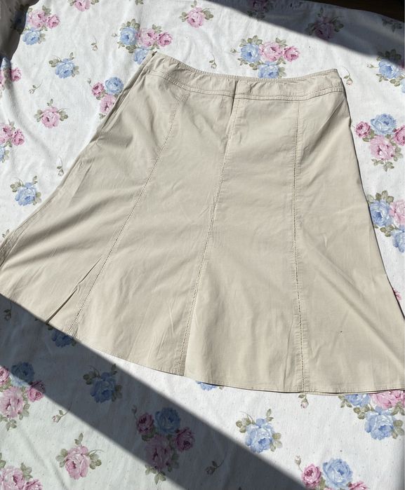 Beżowa spódnica do kolan XL 42 marks&spencer vintage bawełna basic