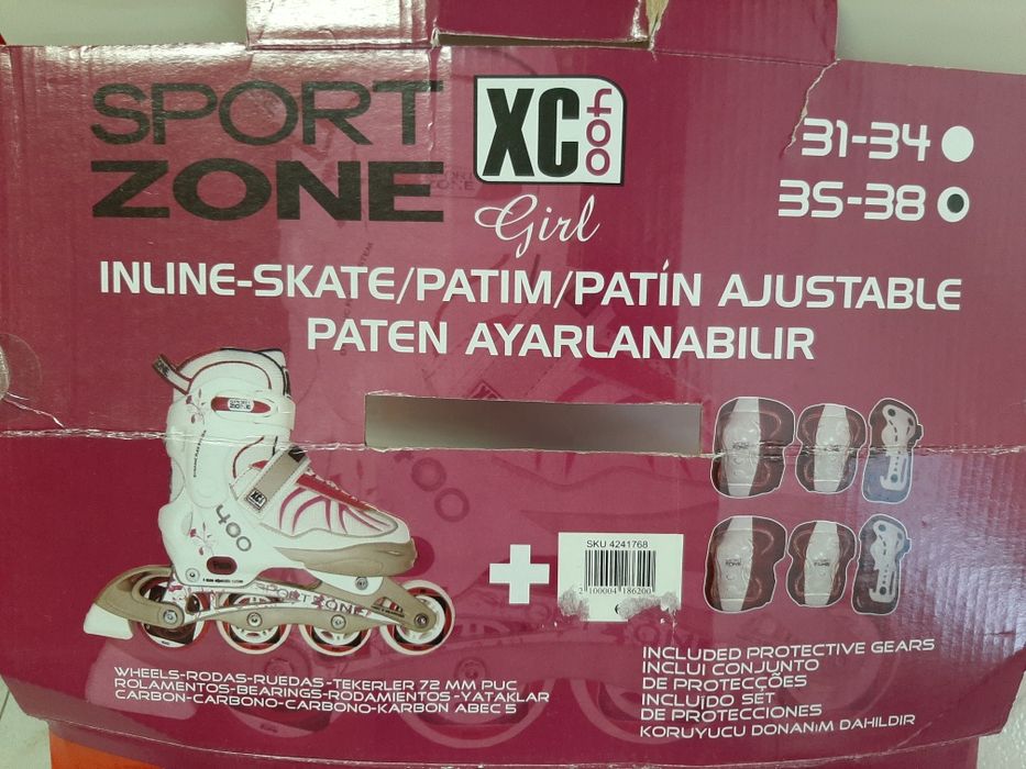 Patins em Linha - Rolamentos Carbono 72mm - N. 35-38 + Acessórios