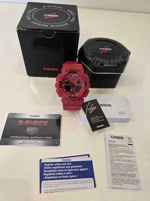 Relógio Casio G-Shock Vermelho GA-100C — Resistente, desportivo e com presença!