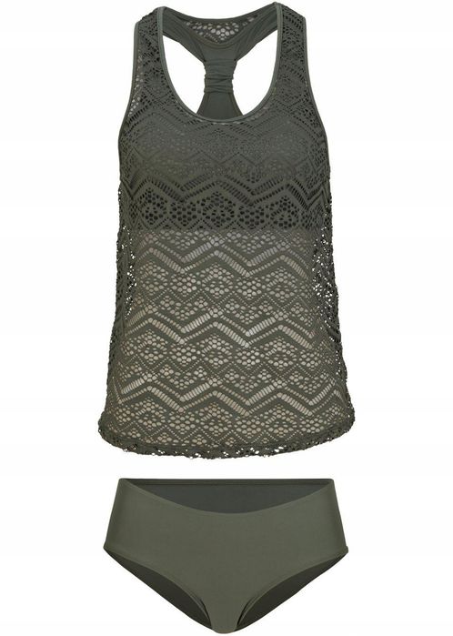 B.P.C tankini oliwkowe ażurowe z figami 42.