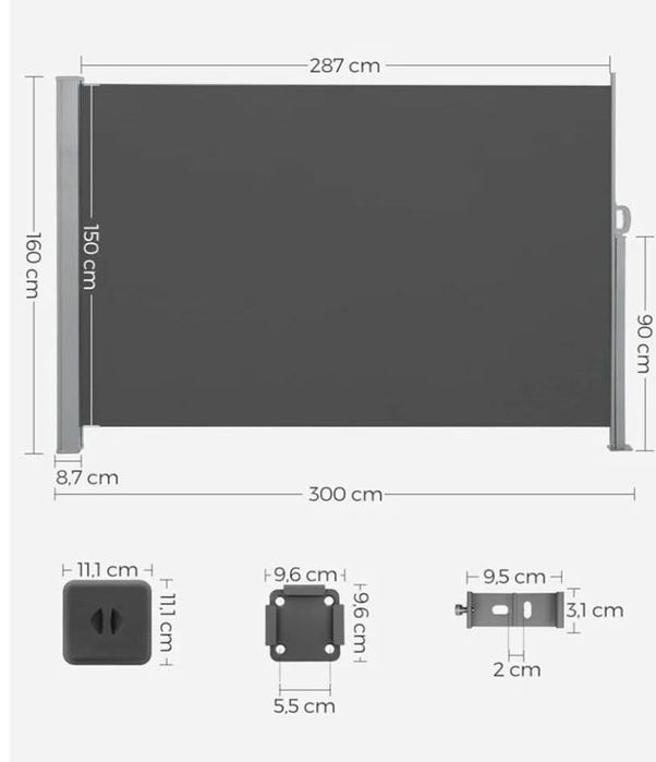Markiza boczna w kolorze antracyt