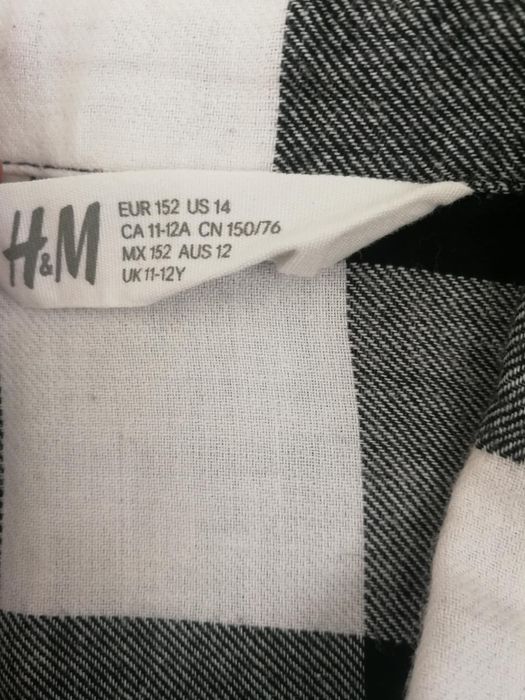 Białe spodnie Zara koszula w kratę H&M 152 bdb