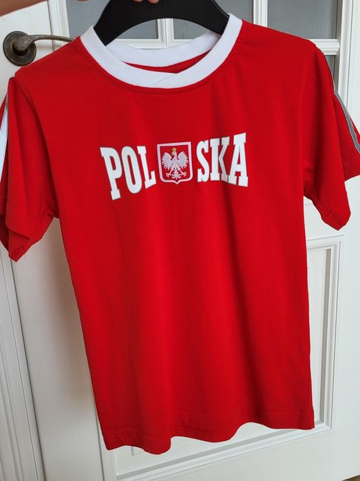 Koszulka dzicięcą  bawełniana Polska (czerwona) rozmiar 146