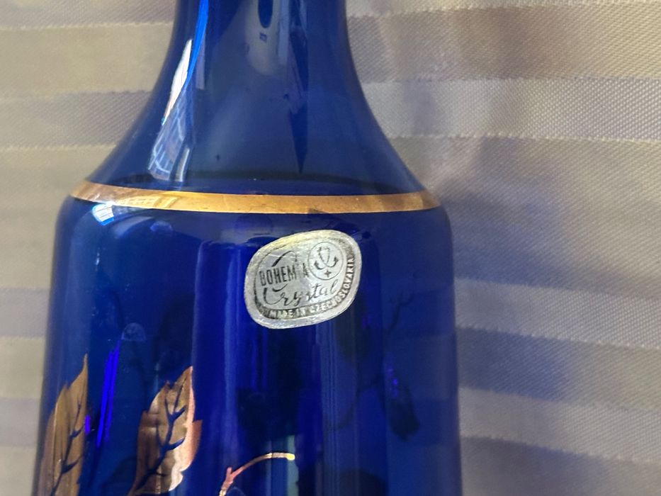 ⸻  Продам вінтажний набір із кобальтового скла Bohemia Crystal (Чехословаччина, до 80-х років