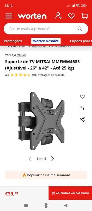 Vendo suporte para TV Mitsai novo(na caixa)