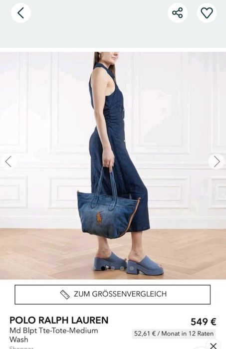 Сумка женская vip  Ralph Lauren джинсовая с кожаными вставками.
