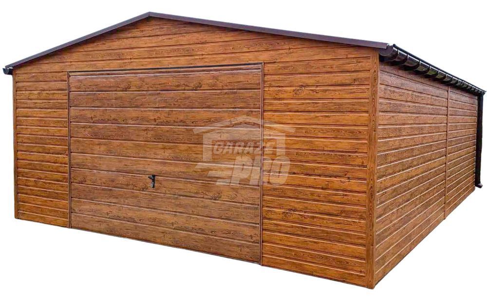 Garaż blaszany 6x6m Brama uchylna drzwi 2x okno rynny dach GP447