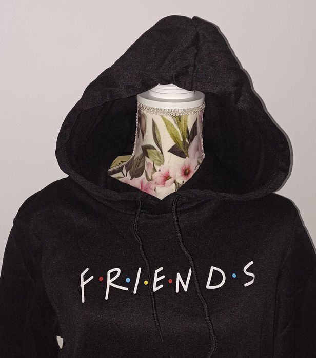 Bluza z nadrukiem FRIENDS z kapturem czarna - S - NOWA