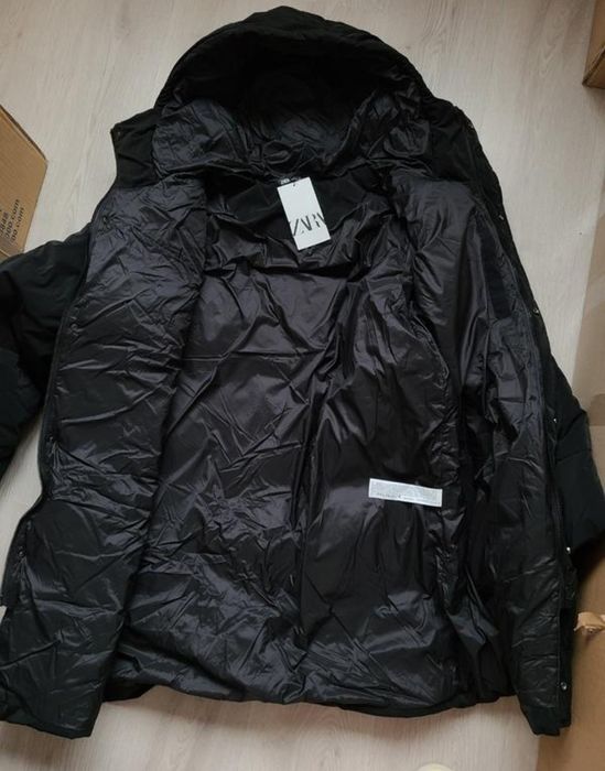 Куртка зимова довга курточка пуховик парка чорна L Л zara 8281/402