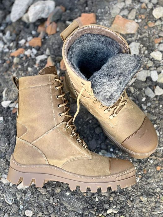 Берці зимові чоловічі шкіряні на хутрі Кіборг 40-46р чорні койот зима