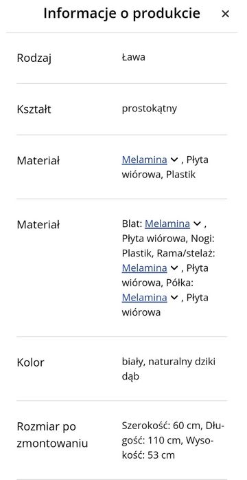Ława, NOWA 60x110