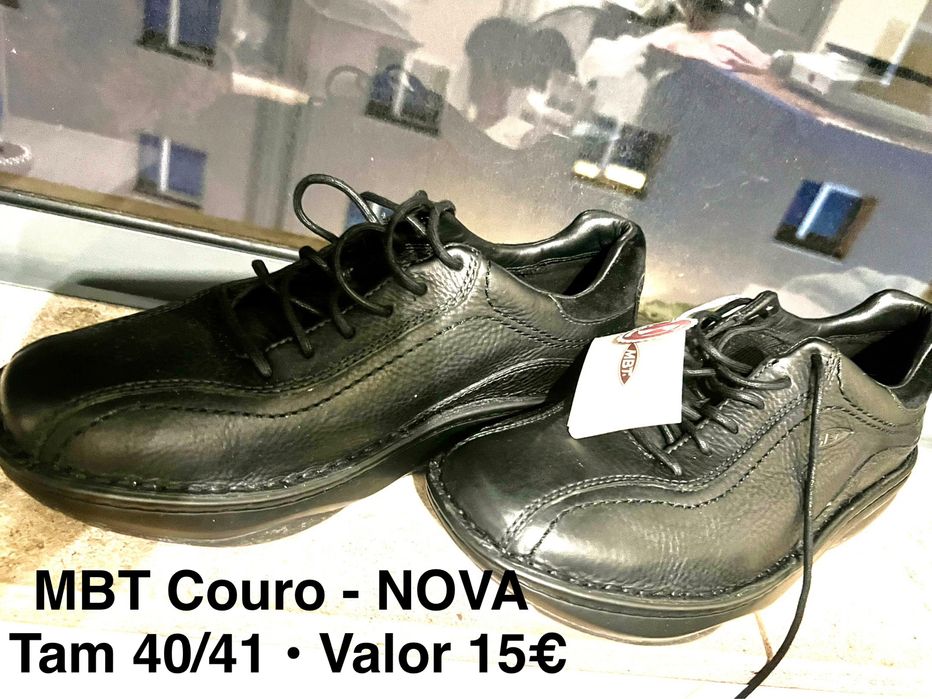 Sapatilha MBT plataforma, em couro, na cor preta. NOVA!  Tam 40/41