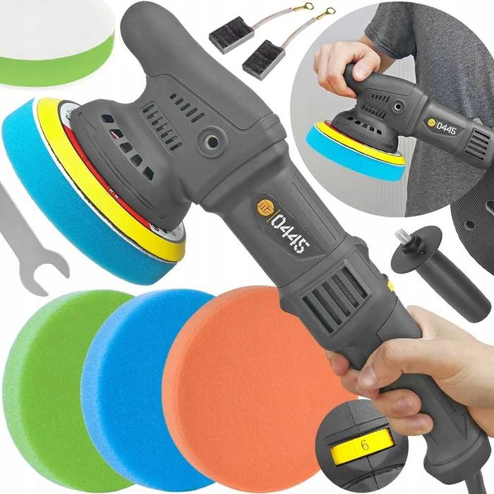 Mocna POLERKA SAMOCHODOWA mimośrodowa oscylacyjna REGULOWANA + gąbki