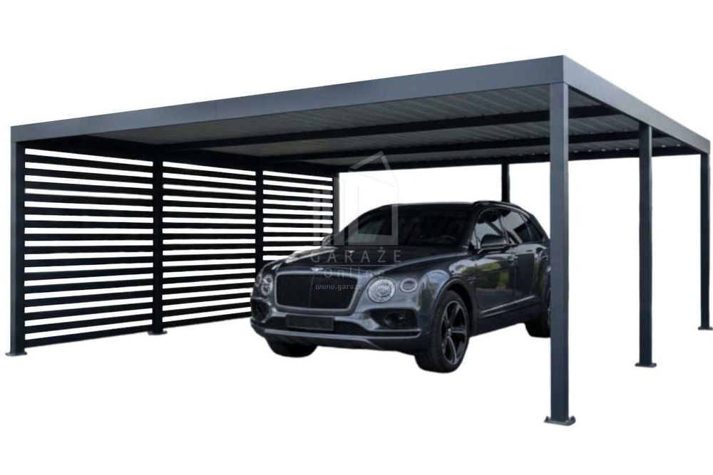 CarPort PREMIUM - wiata samochodowa 6x5 - antracyt - dodatkowa zabudowa ID1178