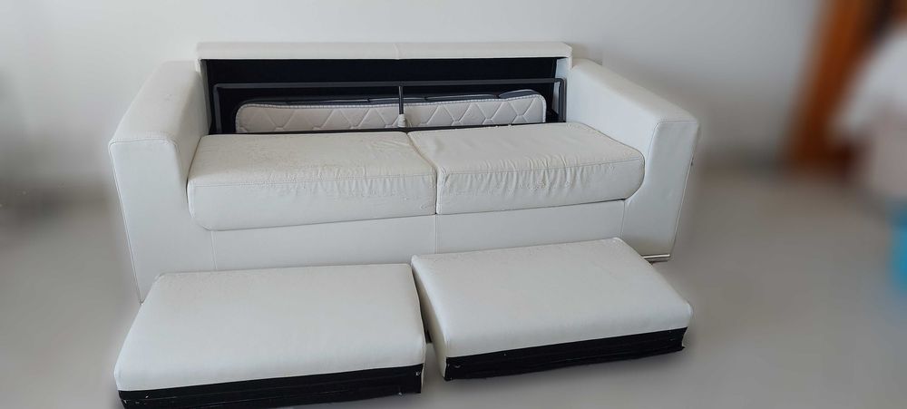 Sofá cama Lourini branco de 200x96x94