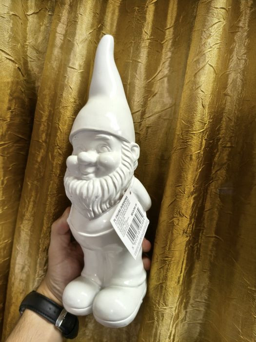 Krasnal biały około 30 cm figurka dom ogród