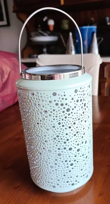 Lanterna Metal Teal e Prata