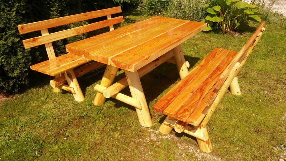 Drewniany komplet ogrodowy