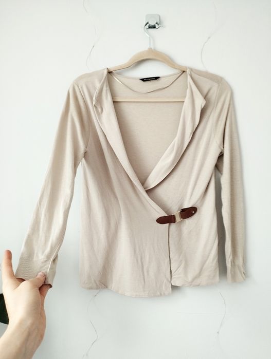Bluzka kardigan narzutka sweterek beżowy Massimo Dutti 36 S