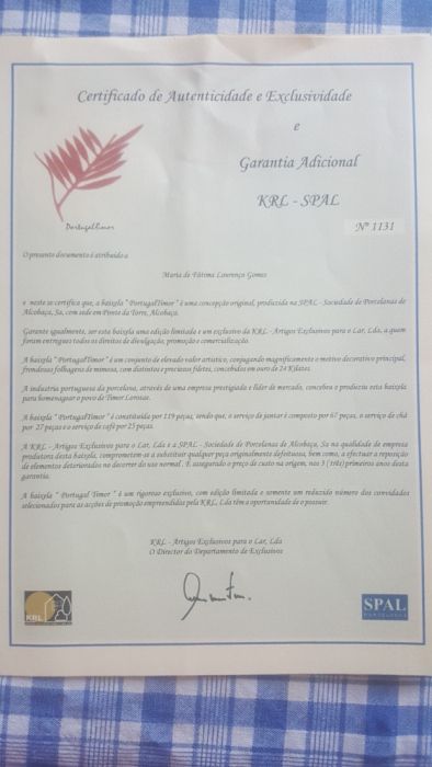 Baixela " PortugalTimor " SPAL