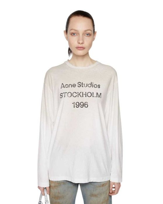 Лонгслів Acne Studios Stamp Logo Long Sleeve Deep Blue \ Olive Green \ Chocolate Brown \ Candy Pink \ Dusty White \ Faded Black