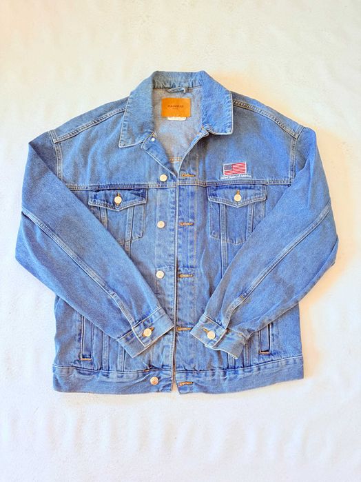 Kurtka jeansowa Pull & Bear NASA jeans niebieski Vintage przejściowa