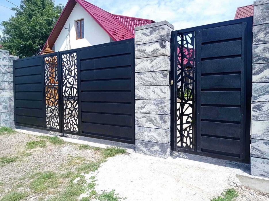 Мегаблок модульний, цегла на паркан, ворота, бруківка