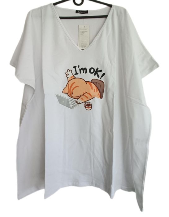 Bluzka plus size t-shirt bawełna 48/50/52 kotek