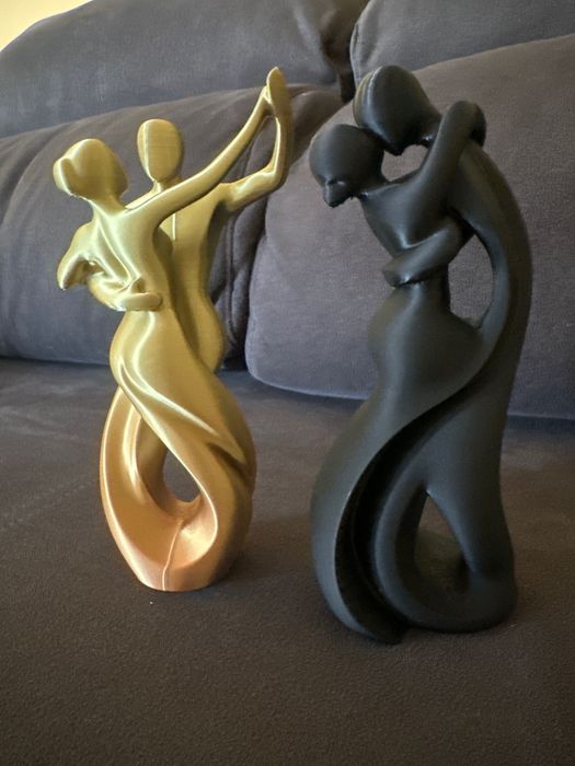 Escultura Casal Abstrato 3D Decoração Moderna