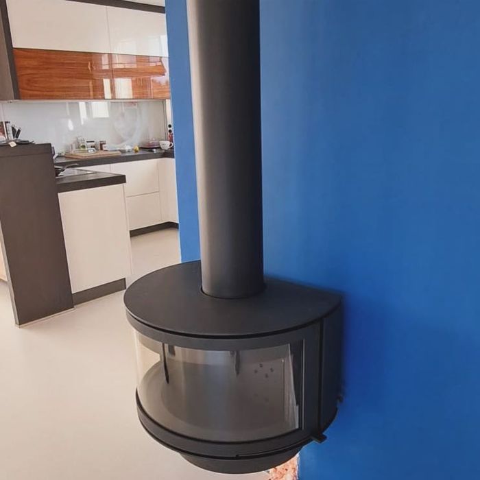 Kominek nowoczesny wiszący Rocal Ronde frontal Poznan