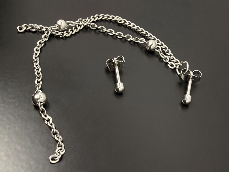 Kolczyki Łańcuszki z Kuleczkami Stal Chirurgiczna Piercing Style