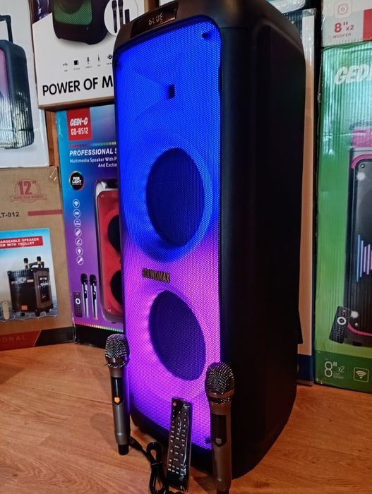 Блютуз караоке акустика Temeisheng-08А(SD,USB,FM) пультДУ, 2микрофона