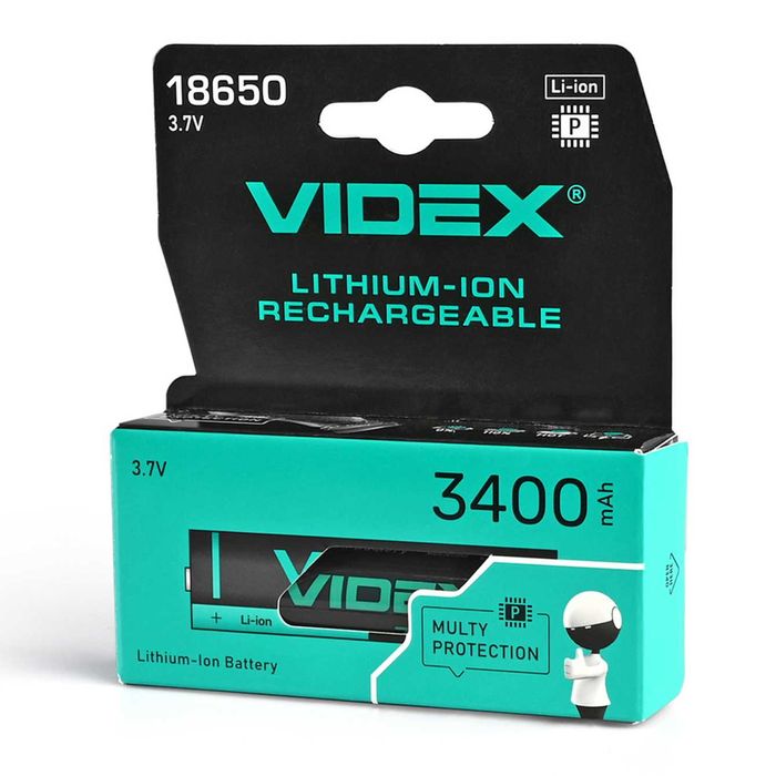 Акумулятори Videx Li-ion 16340, 14500, 18650, 21700, 26650; Ni-MH AAA