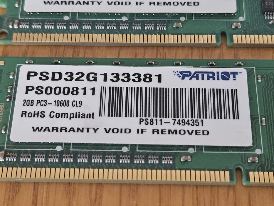 Pamięć PATRIOT 4x2GB DDR3 PC3-10600 CL9 PSD32G133381 PS000811