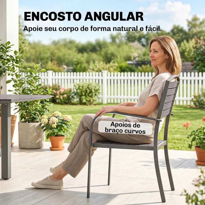 Mesa e 8 Cadeiras de Jardim com Mesa Extensível Estrutura de Alumínio