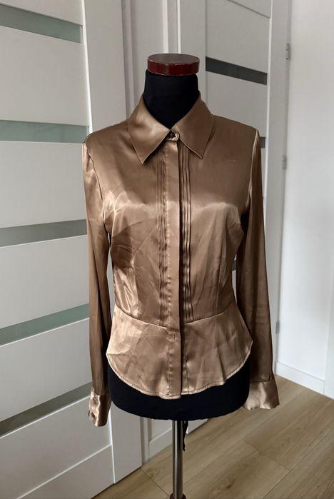 Elegancka koszula damska jasny brąz z połyskiem M 38 Vissavi vintage