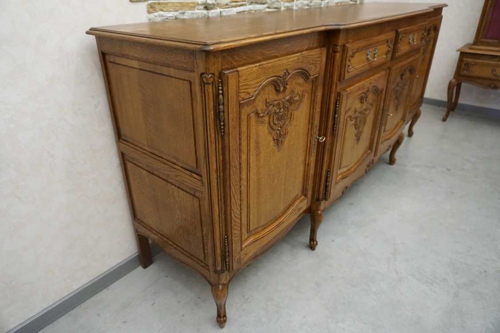 www.HD-MEBEL.pl  Komoda Dębowa Chippendale szer. 220 cm  ( P-1446 )