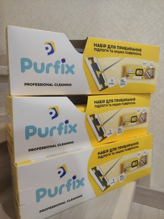 Набір для прибирання підлоги Purfix швабра + серветки вологі 50 шт