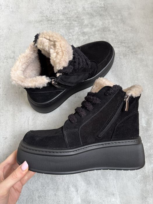 Зимові хайтопи черевики натуральний замш