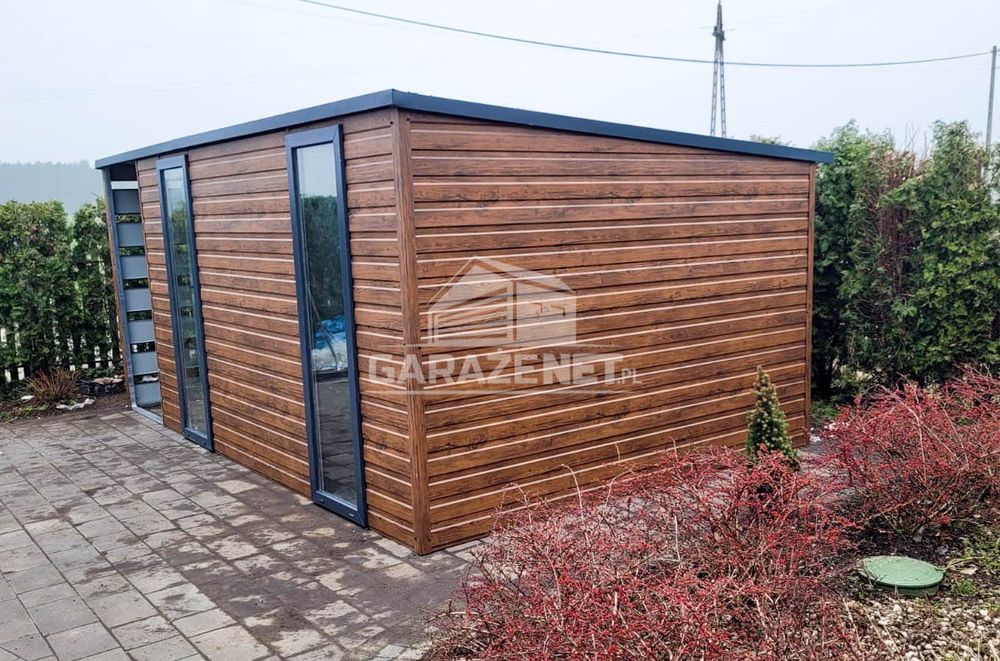 SCHOWEK DOMEK OGRODOWY 4,5X2,5 m + Wiata 1,5X2,5 Drzwi 2X Okno GB414