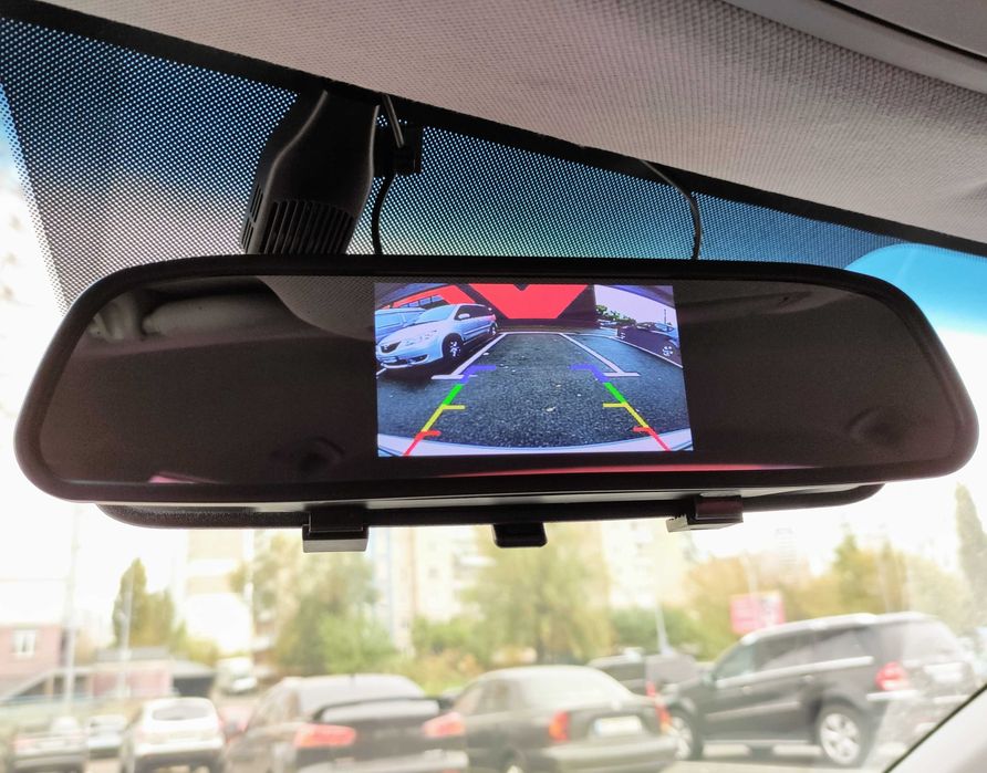 Установка Зеркало с экраном монитором КОМПЛЕКТ камера задня Широкий уг