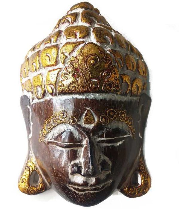 Rzeźba, Maska - BUDDA - Drewno, Rękodzieło 20cm
