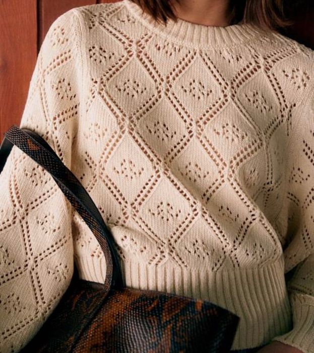 Kremowy sweter Sezane model Abby, rozm. M. Nowy