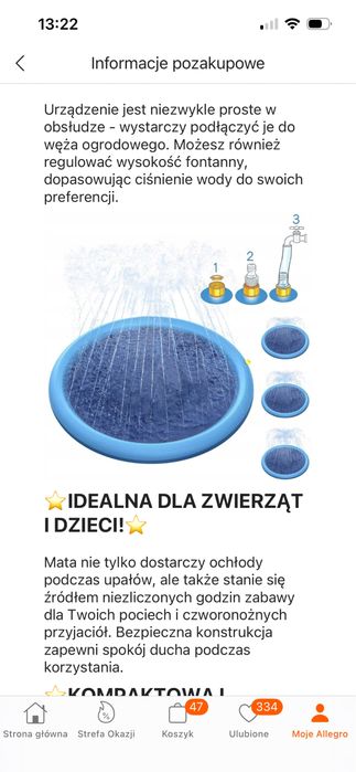 Mata, fontanna wodna chłodząca dla psa  170 cm