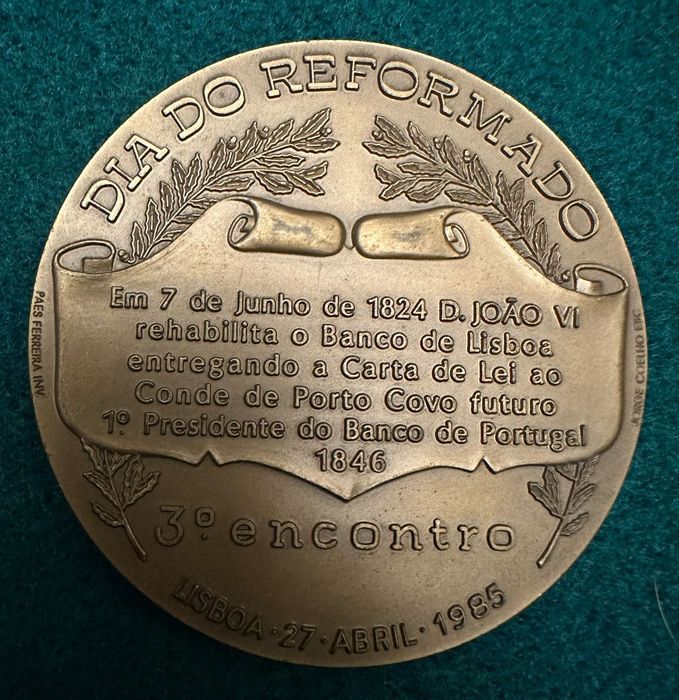 Medalha comemorativa em bronze banco de Portugal