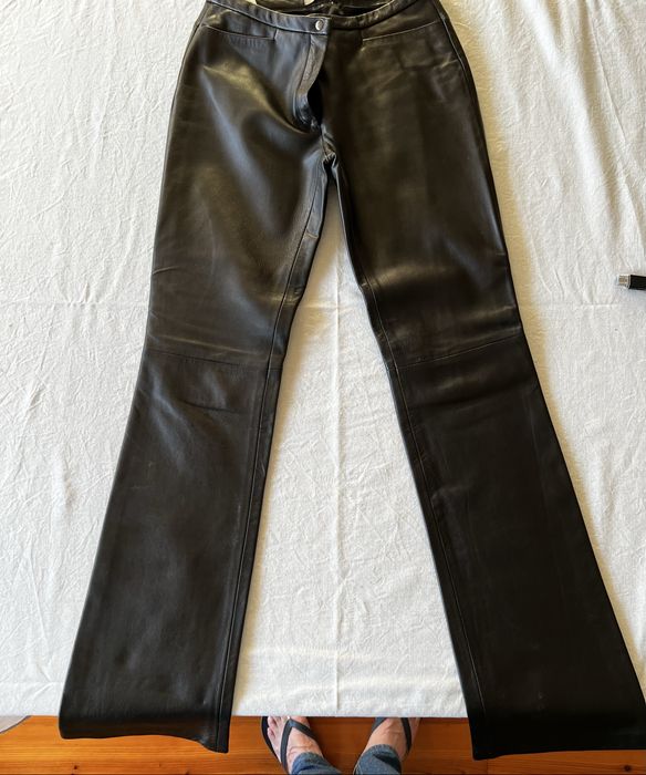 Calças de senhora, 100% pele de ovelha, cor preta