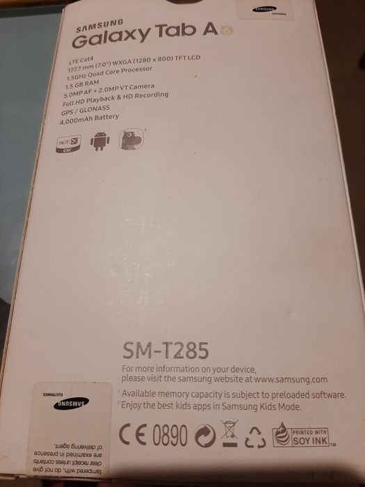 Планшет Samsung Galaxy Tab A 6.0( SM-T 285) с коробкой , на запчасти