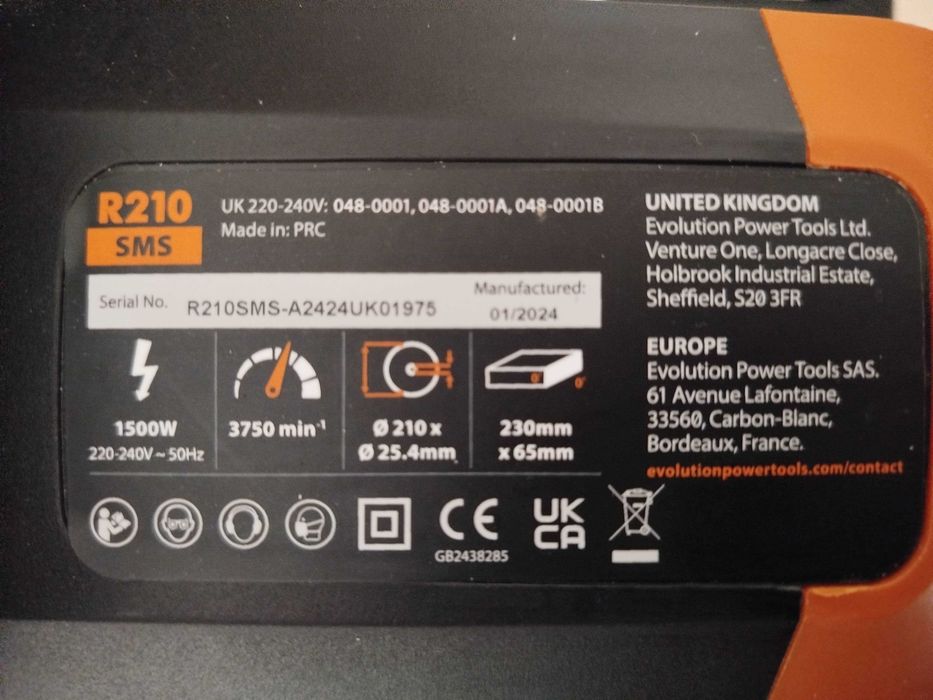 Piła ukośnica z posuwem EVOLUTION R210SMS 210mm 1500W