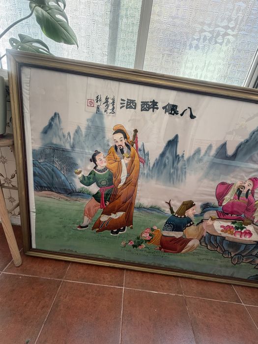 Pinturas de bordados em seda da China antiga.