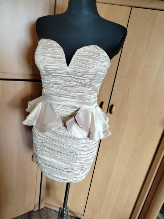 Beżowa sukienka na bal  ślub wesele komunie Chi-chi 10 38 M